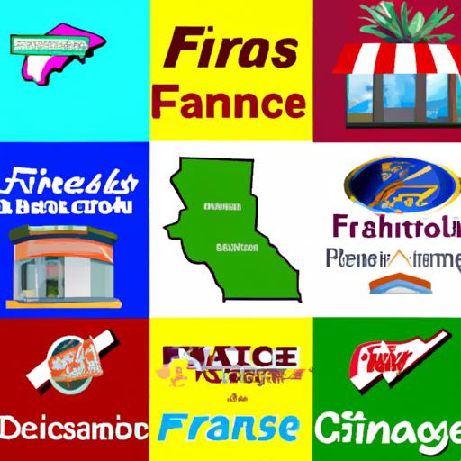 Collage of popular franchises in California, showcasing their logos and representative products or services.
